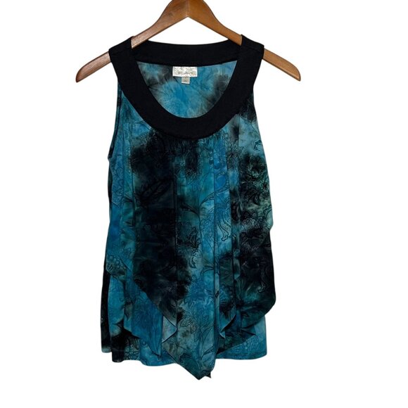 Y2K Blue Black Velvet Burnout Top Indie Going Out Top Forest Fairy Grunge Small - Picture 3 of 10